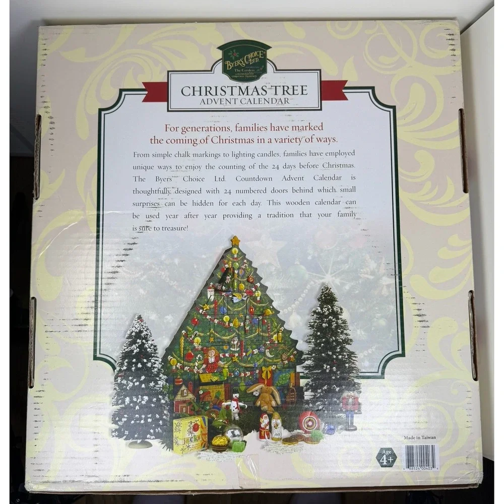 Byers' Choice Christmas Tree Wooden Advent Calendar 20x18.5 NIB Holiday Decor